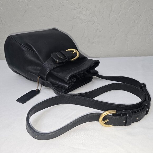 Vintage Coach 4156 Black Leather Belted Pouch Crossbody Bucket Bag - Picture 13 of 13